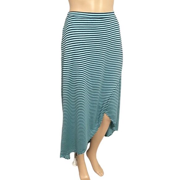 Striped Flowy Midi Skirt GAP Lrg Asymmetric Hem Pockets Beach Coastal Grandma. - Picture 3 of 16